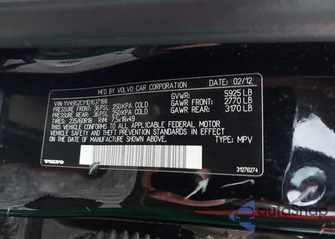 2013 Volvo Xc90 3.2/3.2 Platinum/3.2 Premier Plus z USA, uszkodzony, nr VIN YV4952CY1D1637188
